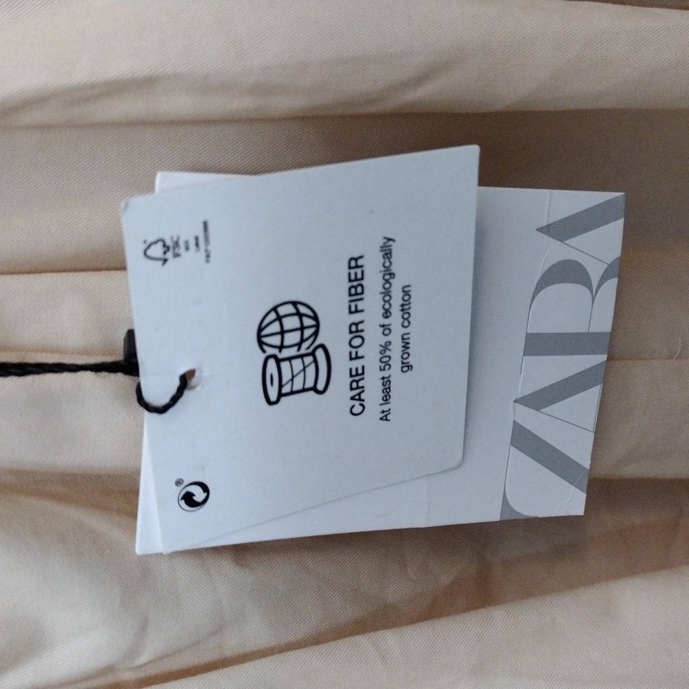 Zara Dress Size M Maxi Halter Dress Cotton- Cream Tan NWT - Picture 10 of 13